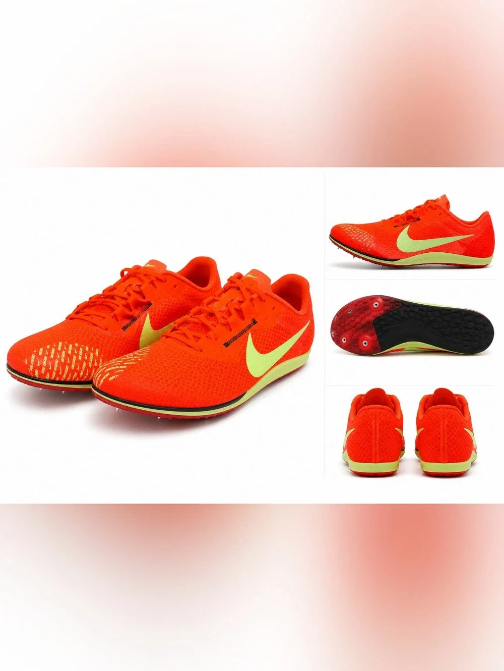 Nike Men’s Bright Red Running Spikes with Volt Swoosh